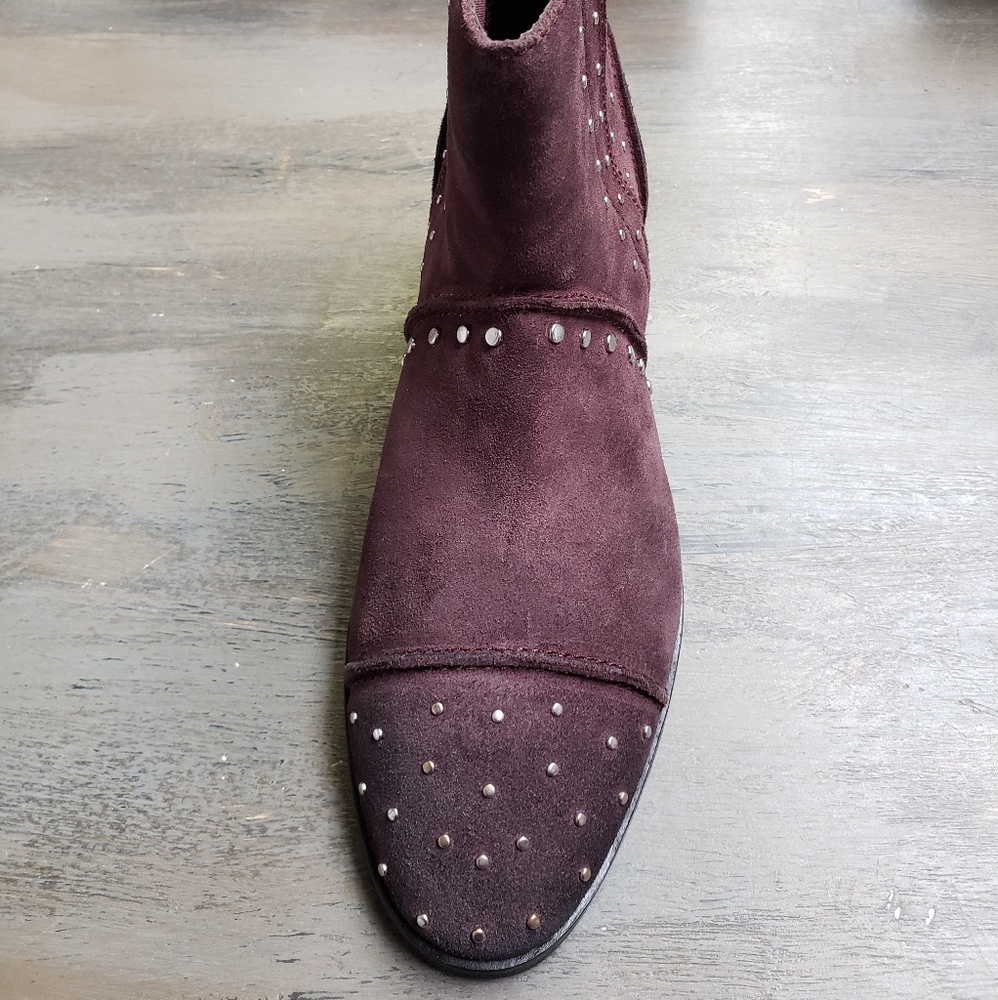 Brown suede booties